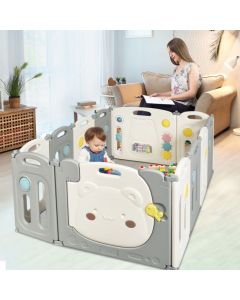 16-Panel Foldable HDPE Baby Playpen with Safety Lock