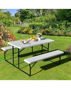 Foldable Picnic Table Bench Set with Anti-slip Pads