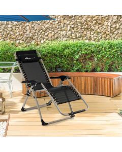 Foldable Zero Gravity Lounge Chair with Removable Headrest and Adjustable Backrest