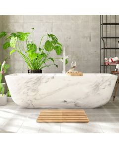 Folding Bamboo Bath Mat with Non-Slip Feet for Shower Sauna and Spa