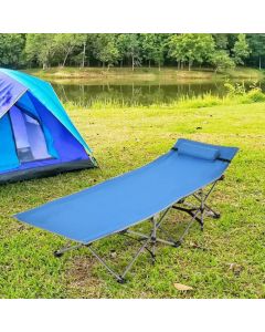 Folding Camping Cot with Detachable Headrest and Side Pocket