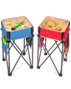 2 Pieces Folding Camping Tables with Large Capacity Storage Sink and Anti-skid Feet