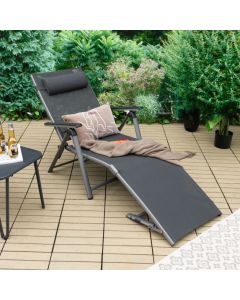 Outdoor Folding Chaise Lounge Chair with 8-Level Adjustable Backrests