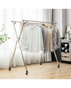 Folding Clothes Drying Rack with Wheels for Indoor and Outdoor