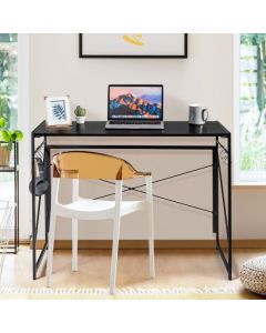 Folding Computer Desk Writing Study Desk Home Office with 6 Hooks