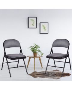 Set of 4 Folding Fabric Padded Chairs with Sponge Seat and Backrest