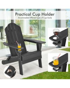 Folding Garden Adirondack Chair with Built-in Cup Holder