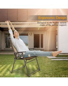 Set of 4 Portable Folding Garden Chairs with Armrests for Outdoor Camping