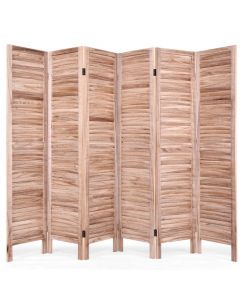 6-Panel Folding Hinged Wooden Room Divider