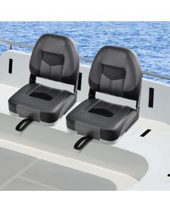 2 Pieces Folding Low-Back Boat Chair Set with Long Fixation Strap