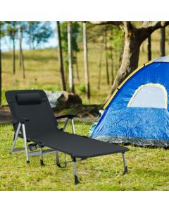 Folding Outdoor Chaise Lounger with Detachable Pillow and Cup Holder