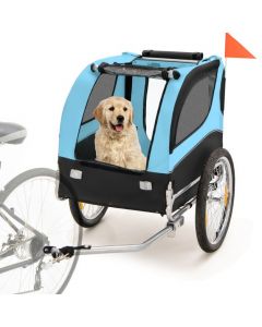 Folding Pet Bike Trailer with 3 Zippered Doors and 8 Reflectors