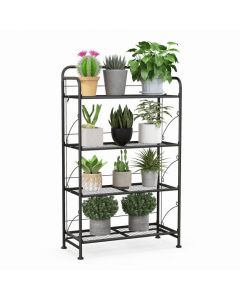4-Tier Folding Plant Stand with Adjustable Shelf and Adjustable Feet
