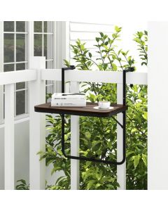 Folding Railing Table with 3-Level Adjustable Height for Patio