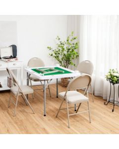 Folding Square Mahjong Table with 4 Cup Holders and Chip Grooves