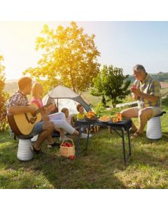 3-Piece Folding Table Stool Set with a Camping Table and 2 Retractable LED Stools