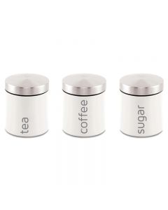 Airtight Food Canister Set 3 Piece Silk White Tea Coffee Sugar Canisters Jars