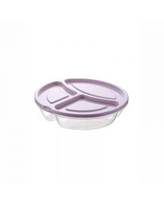 Smart Round 3 Divided Clear Plastic Food Storage Container - Random Colours