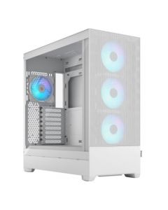 Fractal Design Pop XL Air RGB White TG Gaming Case w/ Clear Glass Window, E-ATX, Hexagonal Mesh Front, 4 RGB Fans & RGB Controller