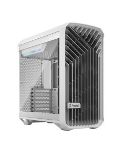 Fractal Design Torrent Compact White TG Gaming Case w/ Clear Glass Window, E-ATX, 2 Fans, Fan Hub, RGB Strip on PSU Shroud, Front Grille, USB-C