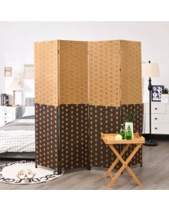 Freestanding 4-Panel Hand-Woven Wall Divider