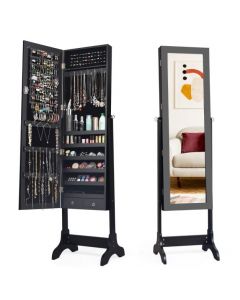 Freestanding Jewelry Cabinet with Full-Length Mirror and Drawers