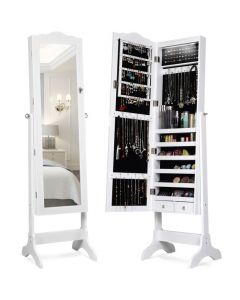 Freestanding Jewelry Cabinet with Adjustable Mirror
