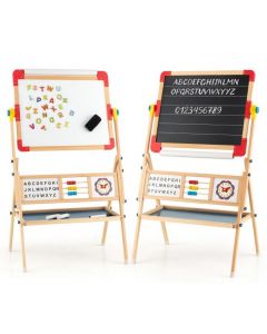 3-in-1 Freestanding Kids Art Easel with Double-sided Drawing Board