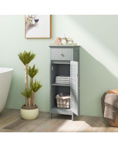 Freestanding Storage Organizer Unit with Adjustable Shelf for Entryway-Grey