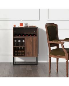 Freestanding Wine Cabinet with Tempered Glass Top