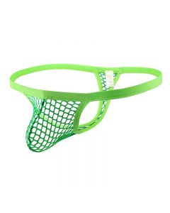 Mens Mini Fishnet G-String Thong T-Back - Green 2XL