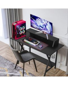 X- Shaped Ergonomic Gaming Computer Desk with Cup Holder and Monitor Riser
