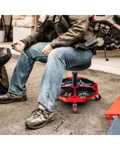 Garage Workshop Creeper Seat with Padded Seat and Tool Tray
