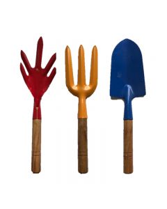 Metal Gardening Tools Set 3pcs 28 cm Long Assorted Colours