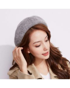 Girls Fashion French Classic Style Beret Hat - Light Grey