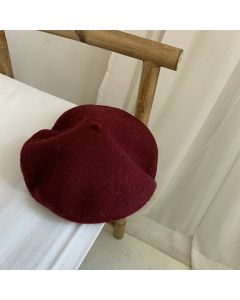 Girls Fashion French Classic Style Beret Hat - Wine Red