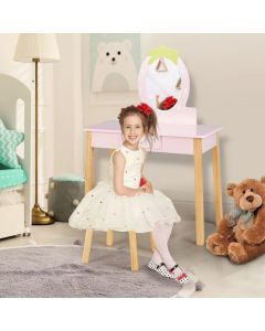 Girls Dressing Tables with Mirror and Drawer for Toddlers