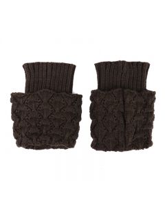 Girls Short Leg Warmers Crochet Cuffs Ankle Toppers Knitted Trim Boot Socks - Coffee