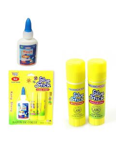 Glue Stick x 2 With x 1 White School Glue Total 3 Pack Adhesive for School and Office Supplies