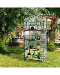 4 Tier Mini Greenhouse Growhouse with Zippered Roll up Door