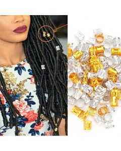 100pcs Hair Braid Cuff Hair Extension Ring Wig Decorative Tool Hair Bead Dreadlocks Hair Rings Braiding Hole Micro Ring - Silver