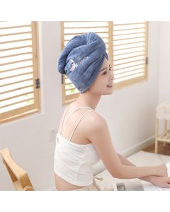 Rapid Drying Towel Wrap Dry Hair Cap Coral Fleece Absorbent Shower Cap Quick-drying - Blue