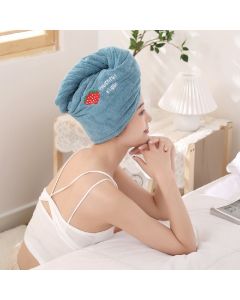 Rapid Drying Towel Wrap Dry Hair Cap Coral Fleece Absorbent Shower Cap Quick-drying - Light Blue