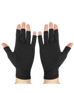 Anti Arthritis Gloves Hand Support Pain Relief Copper Finger Compression - L Black Dot