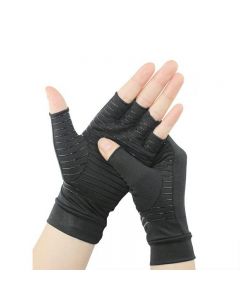 Anti Arthritis Gloves Hand Support Pain Relief Copper Finger Compression - XL Black Stripes