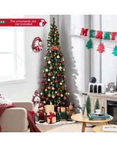 7 Feet Half-Shape Christmas Tree with 150 LED Lights 450 Branch Tips