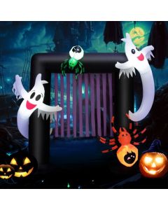 8 Feet Halloween Inflatable Archway with 2 Haunted Ghosts and Spiders