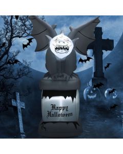8.2 Feet Halloween Inflatable Gravestone with Gargoyle and LED Lights