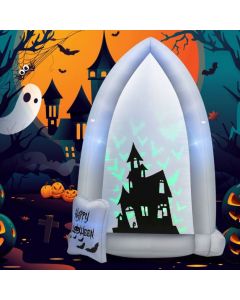 7 Feet Tall Halloween Inflatable Tombstone with Built-in LED Lights