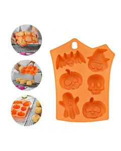 Halloween 6 Pumpkin Ghost Face Bat Skull Silicone Mould Cake Soap Candle Craft
